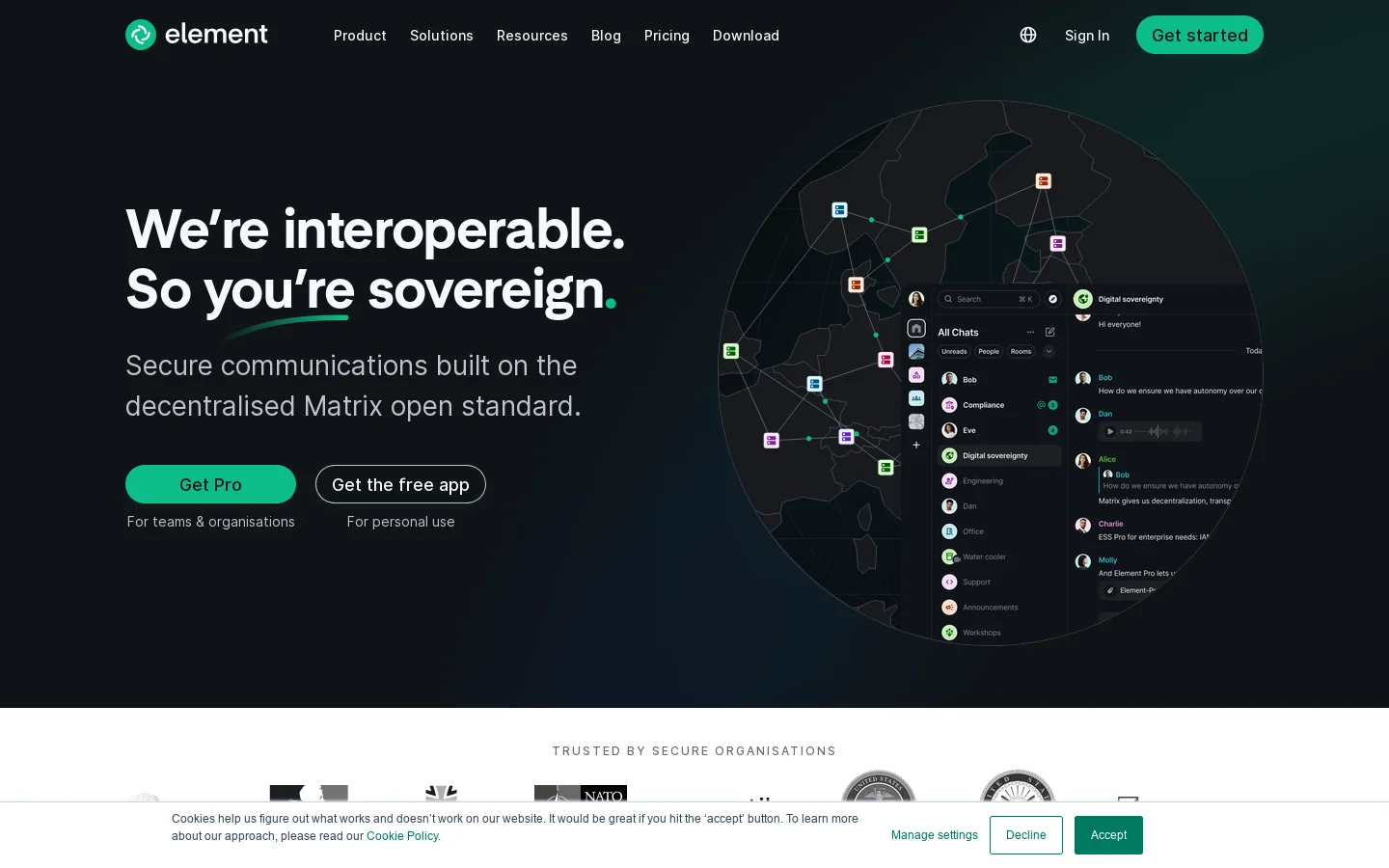 Element Homepage screenshot