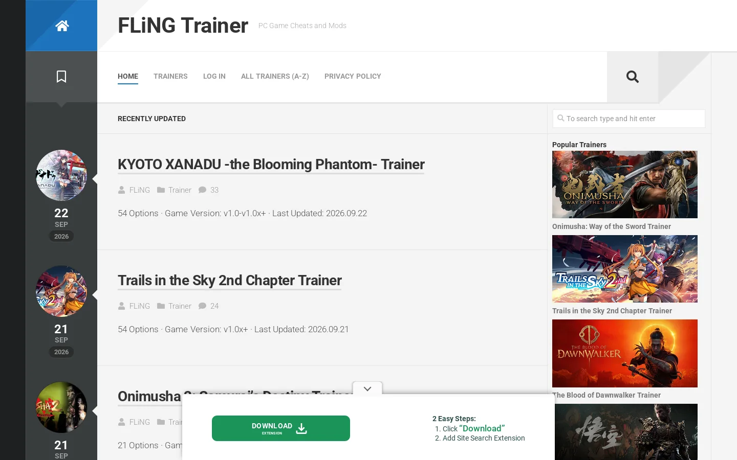 FLiNG Trainer Homepage screenshot