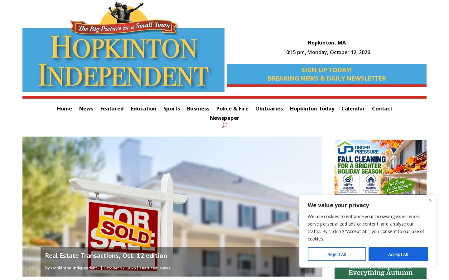 Hopkinton Independent Homepage screenshot