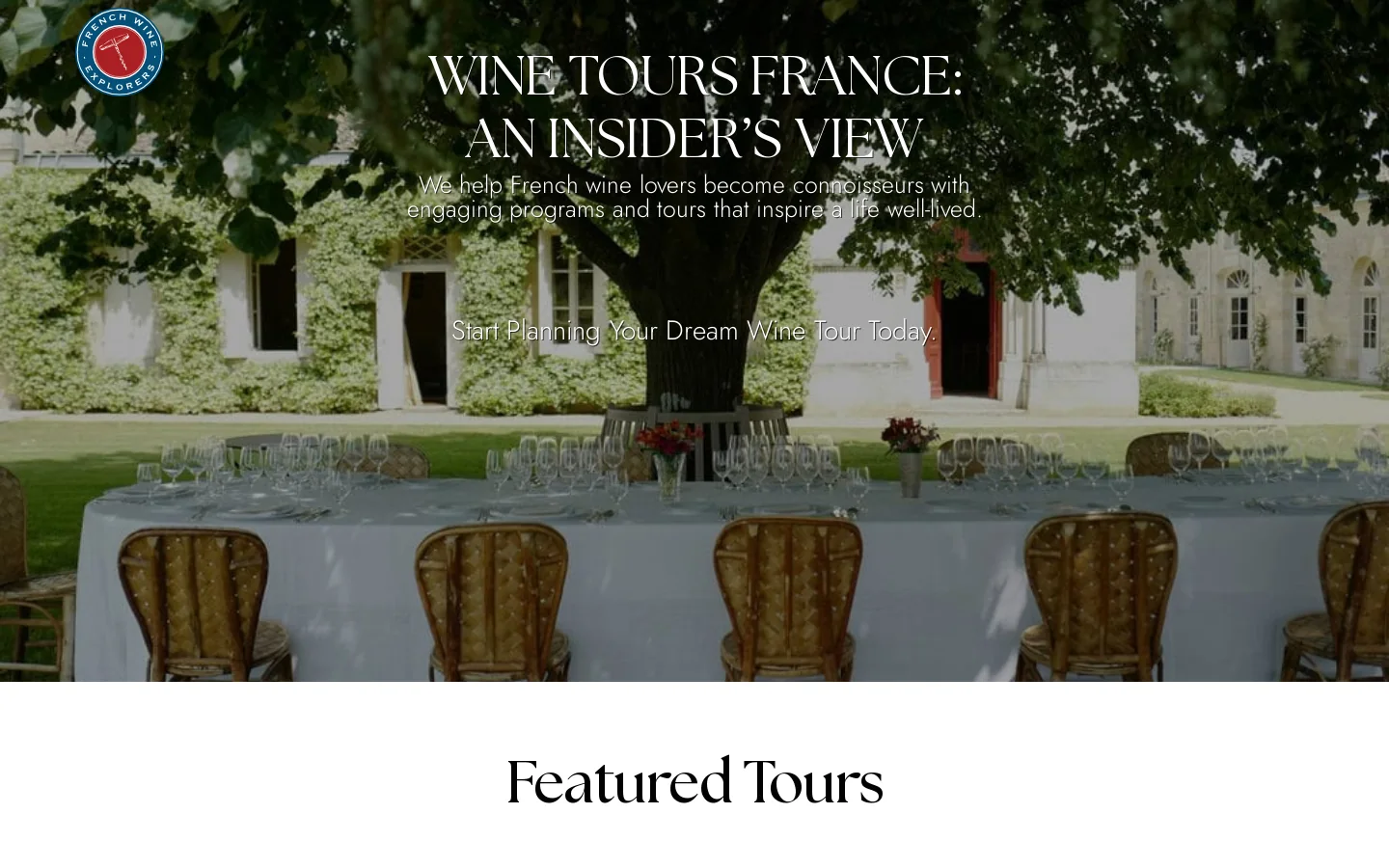 Wine Tours France Homepage screenshot