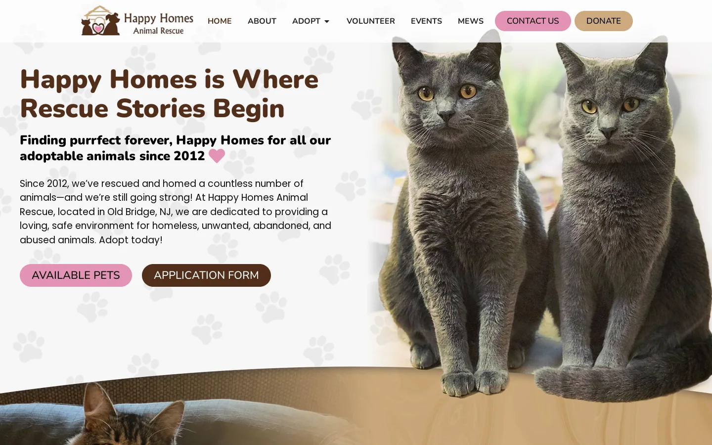 Happy Homes Animal Rescue Inc Homepage screenshot