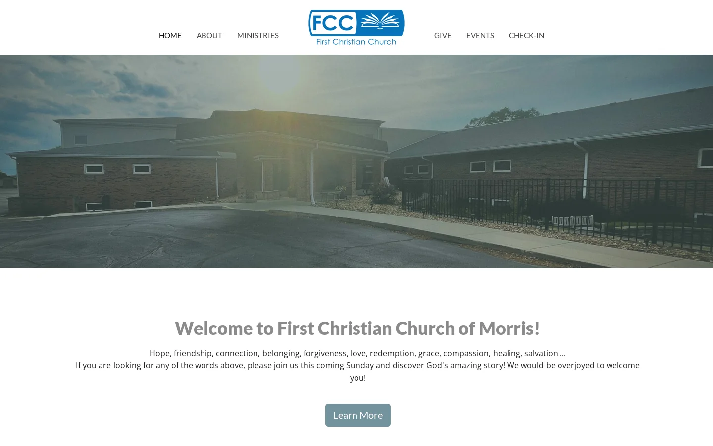 First Christian Church Homepage screenshot