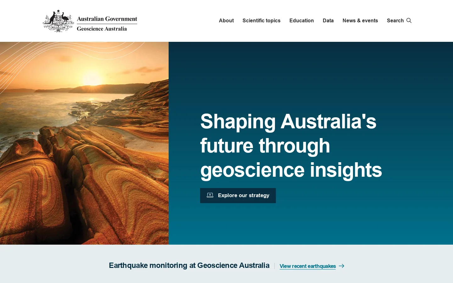 Geoscience Australia Homepage screenshot