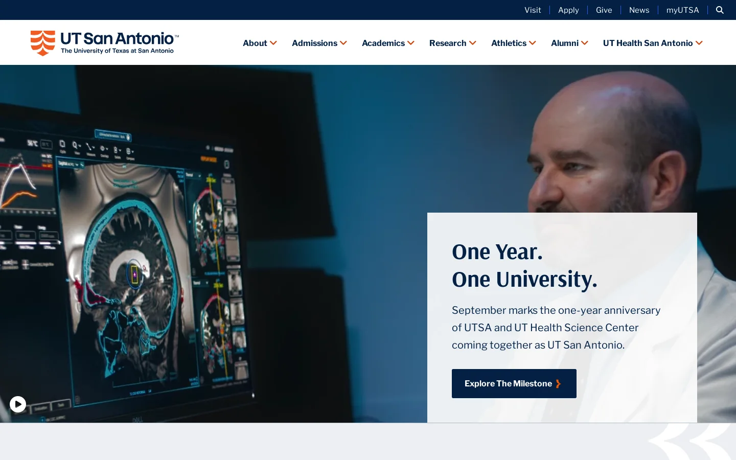 UT San Antonio Homepage screenshot