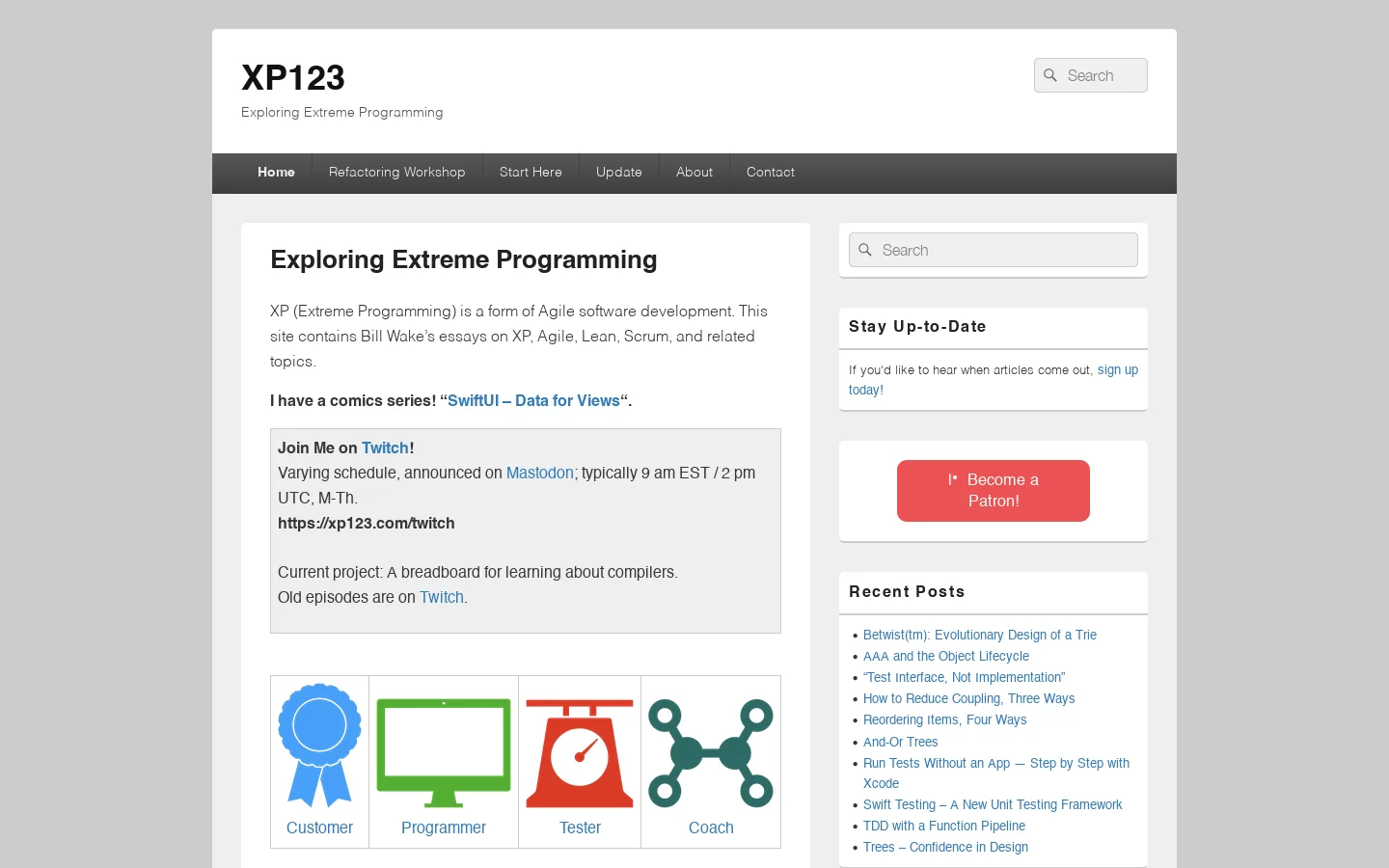 XP123 Homepage screenshot