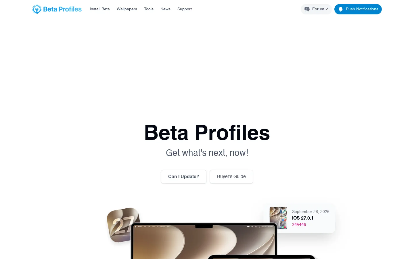 Beta Profiles Homepage screenshot
