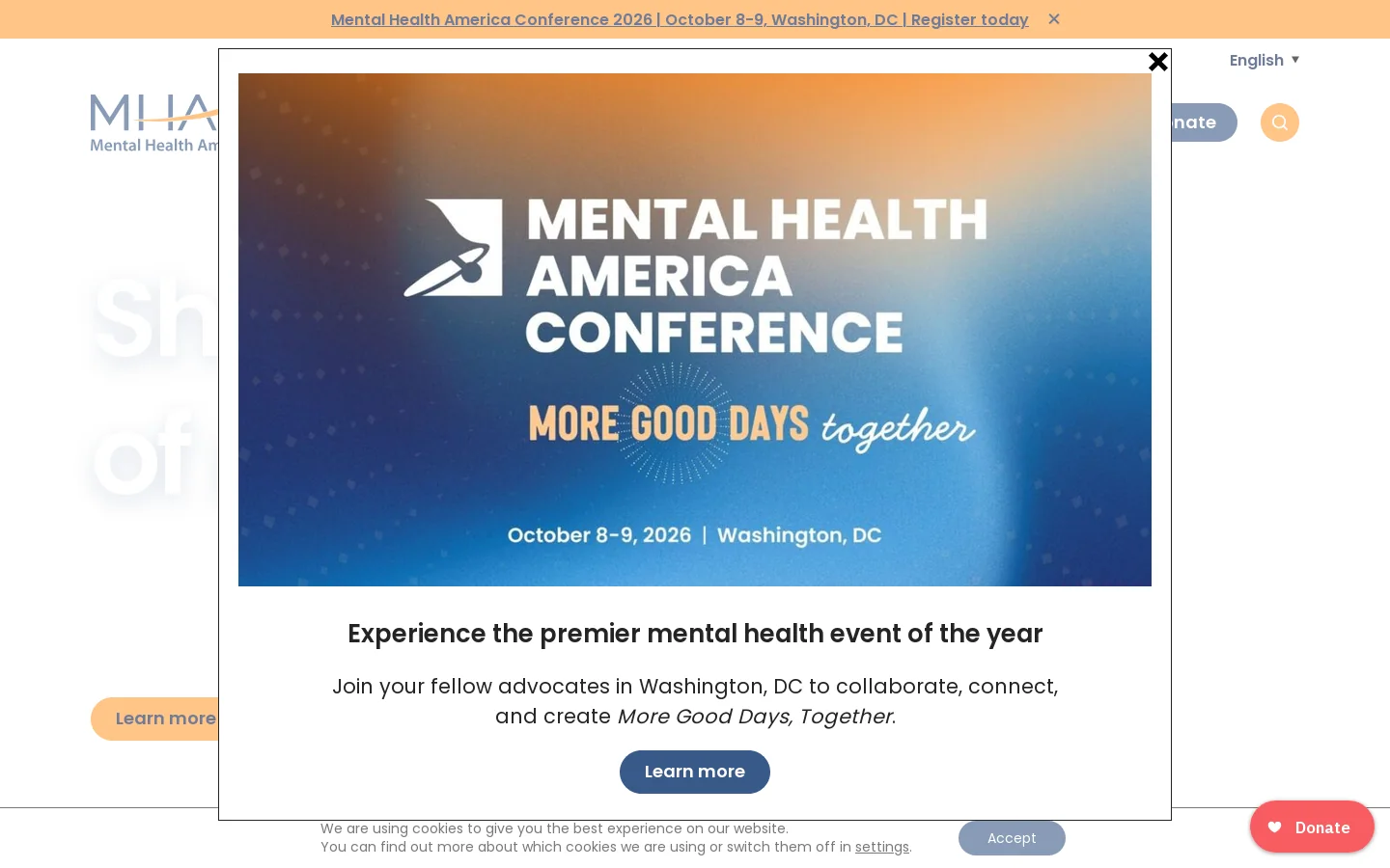 Home | Mental Health America Homepage screenshot
