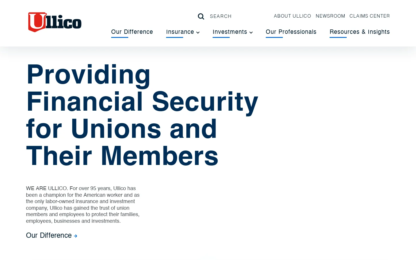 Ullico Homepage screenshot