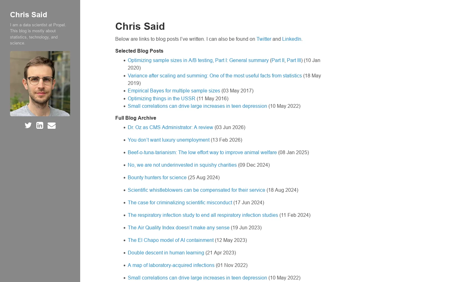 Chris Said Homepage screenshot
