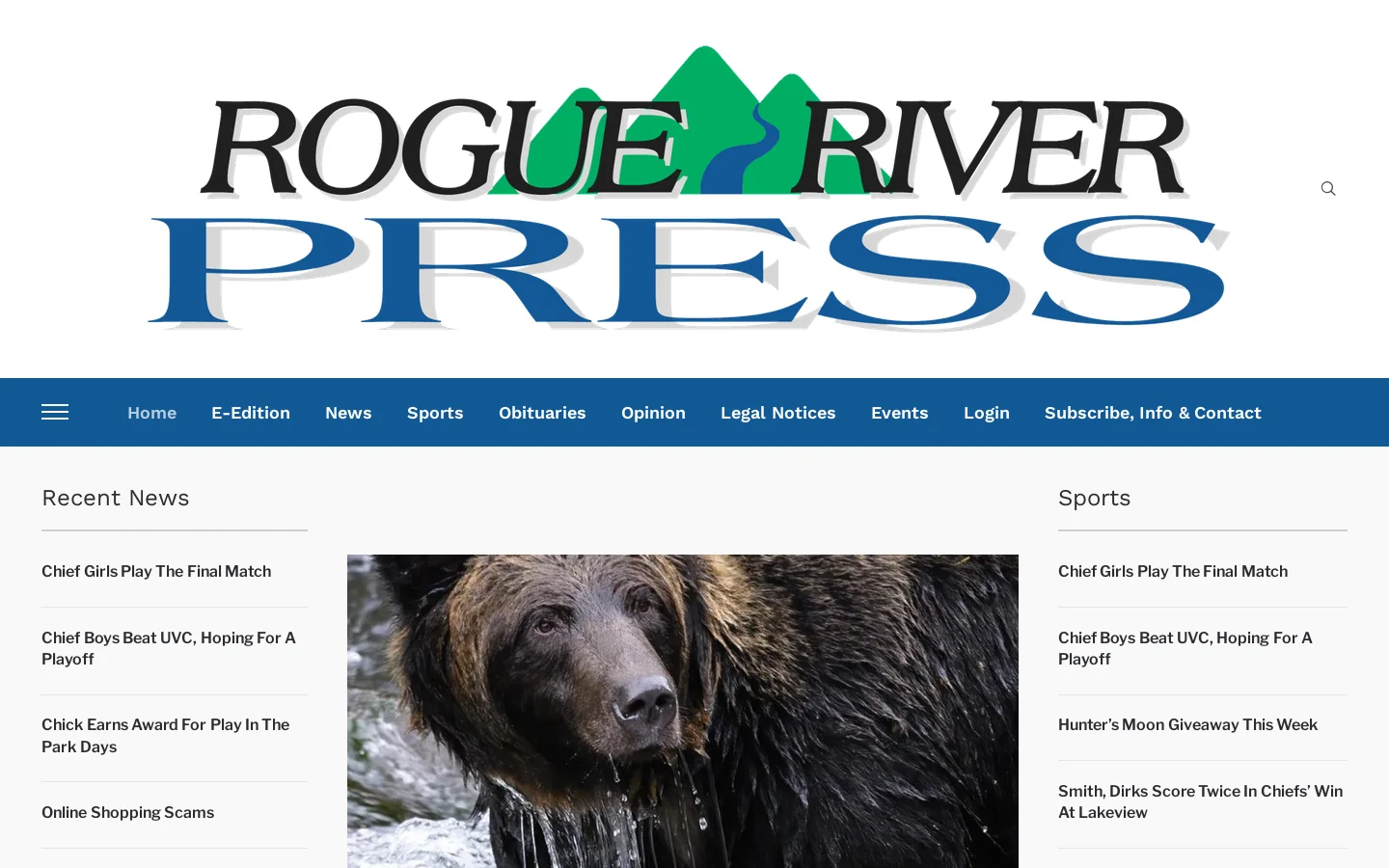 Rogue River Press Homepage screenshot