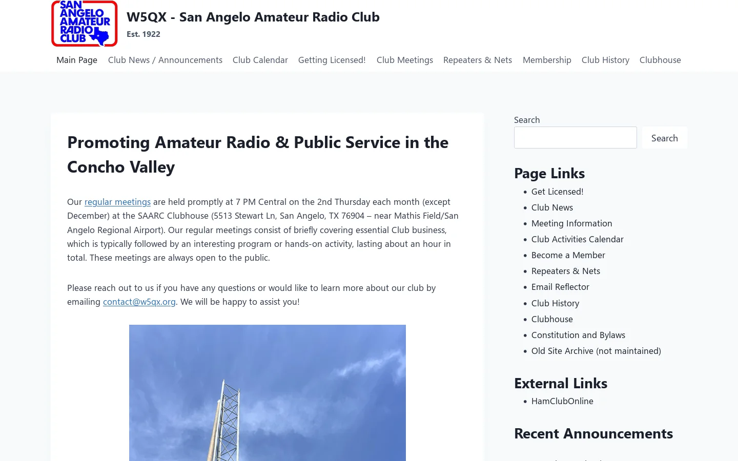 W5QX Homepage screenshot