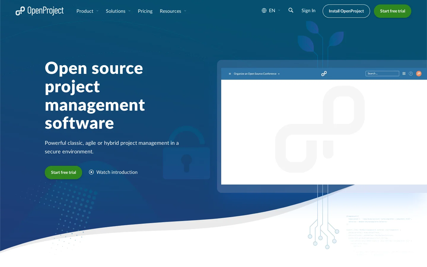 OpenProject Homepage screenshot