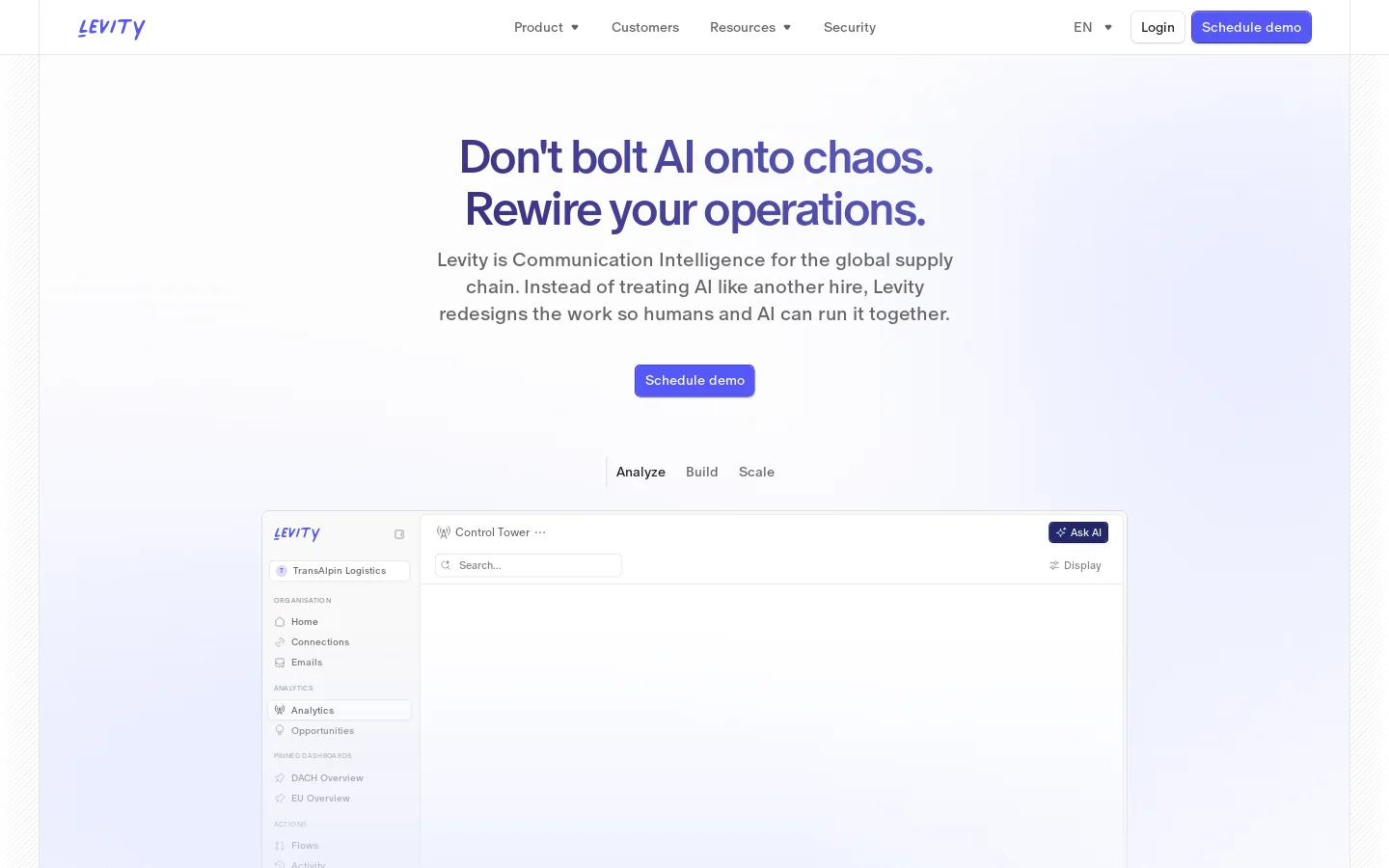 Levity Homepage screenshot