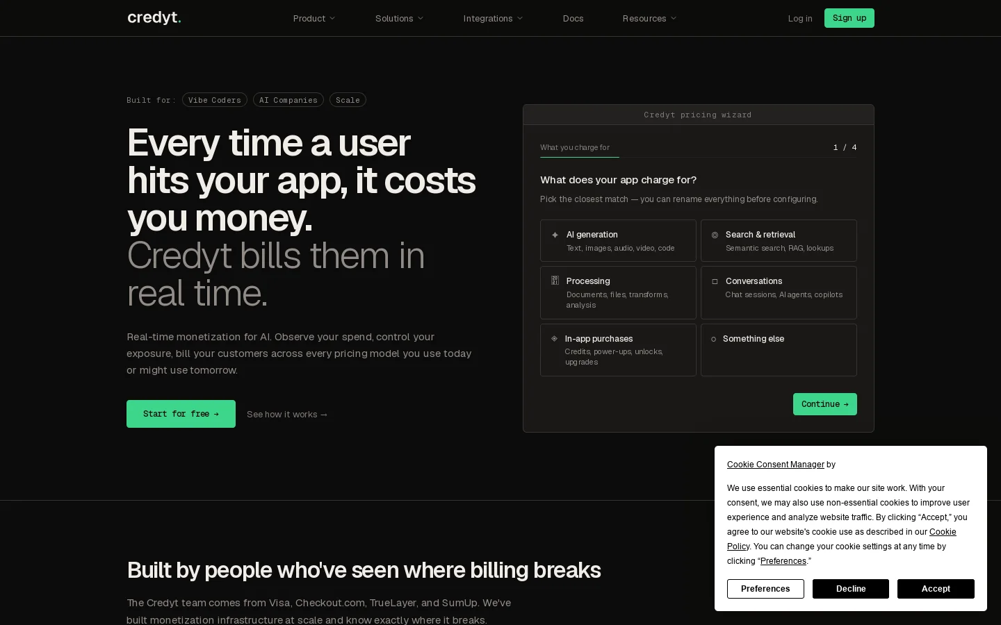 Credyt Homepage screenshot