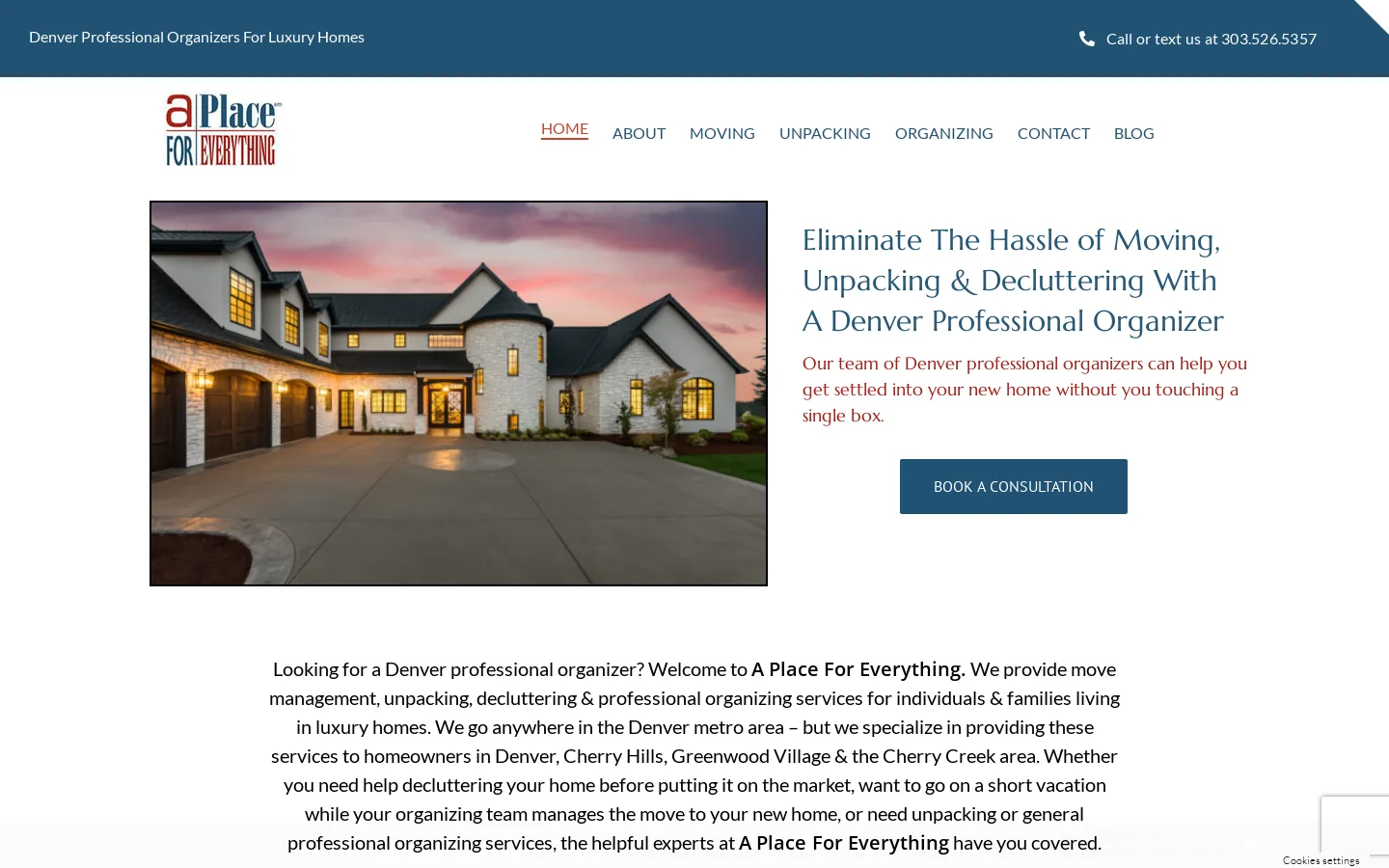 A Place For Everything Homepage screenshot
