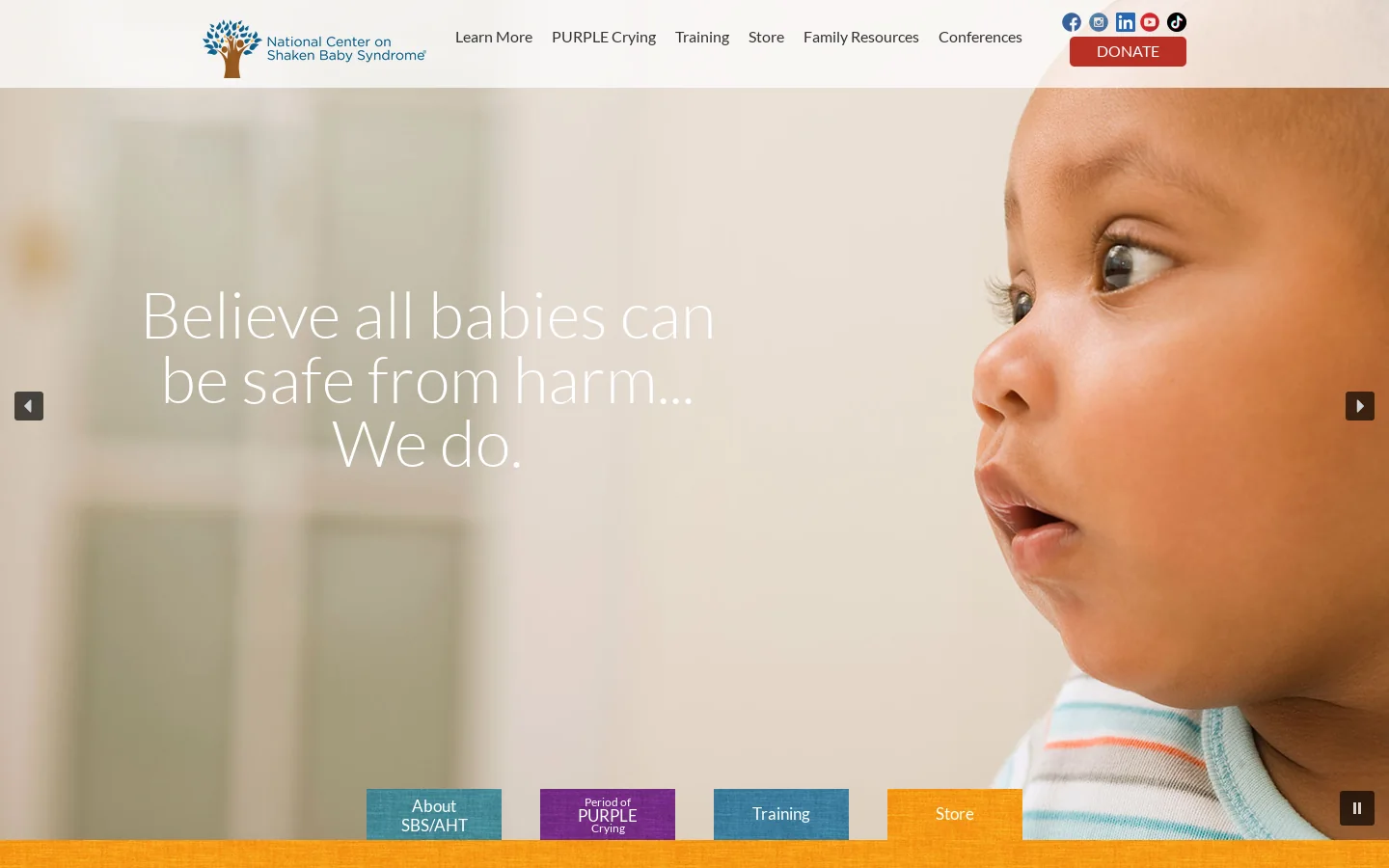 National Center on Shaken Baby Syndrome - PURPLE Crying Homepage screenshot
