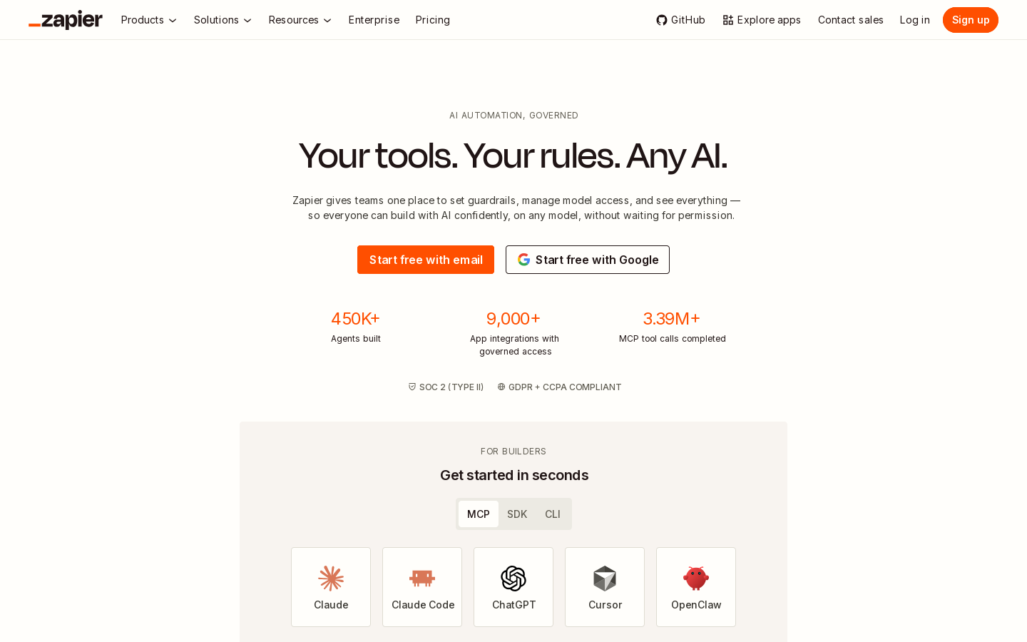Zapier Homepage screenshot