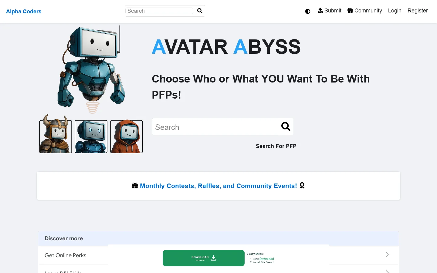 Avatar Abyss - PFP, Avatars, and Profile Photos Homepage screenshot
