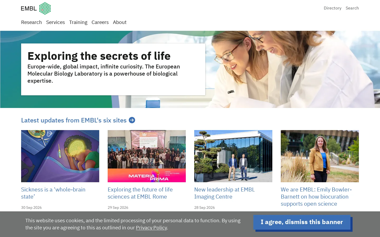 EMBL.org Homepage screenshot