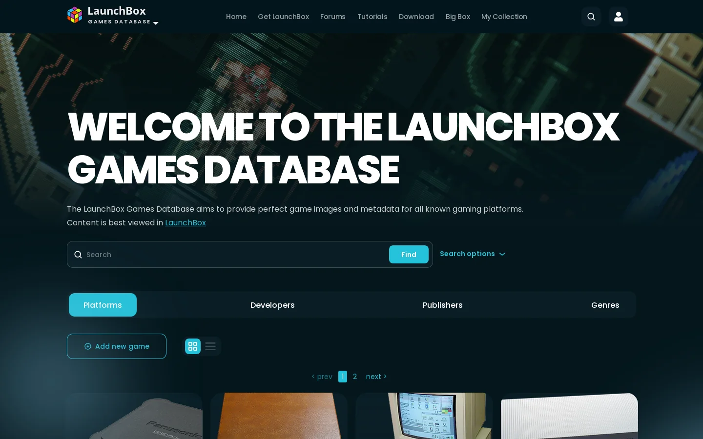 Platforms List - LaunchBox Games Database Homepage screenshot