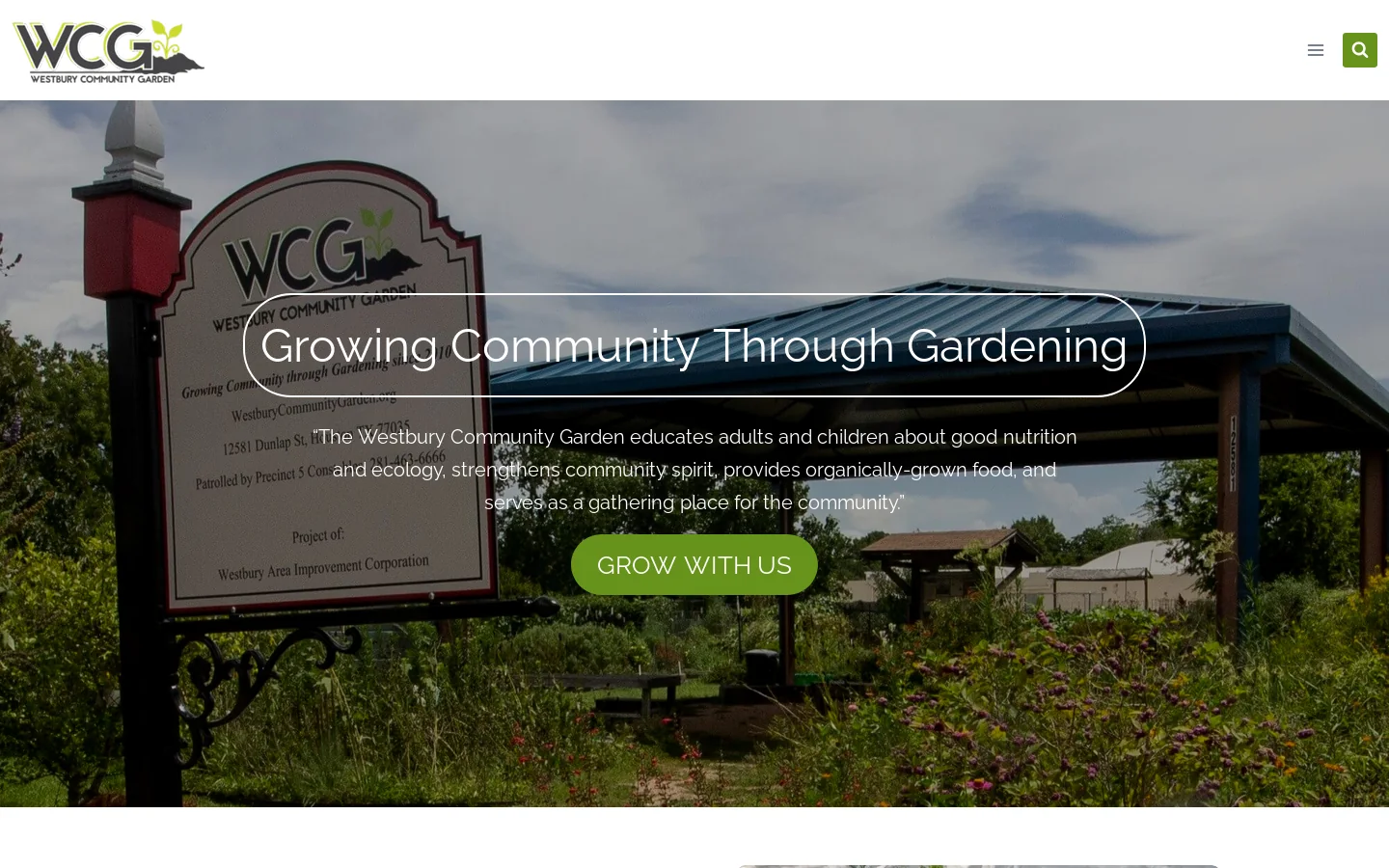 Westbury Community Garden Homepage screenshot