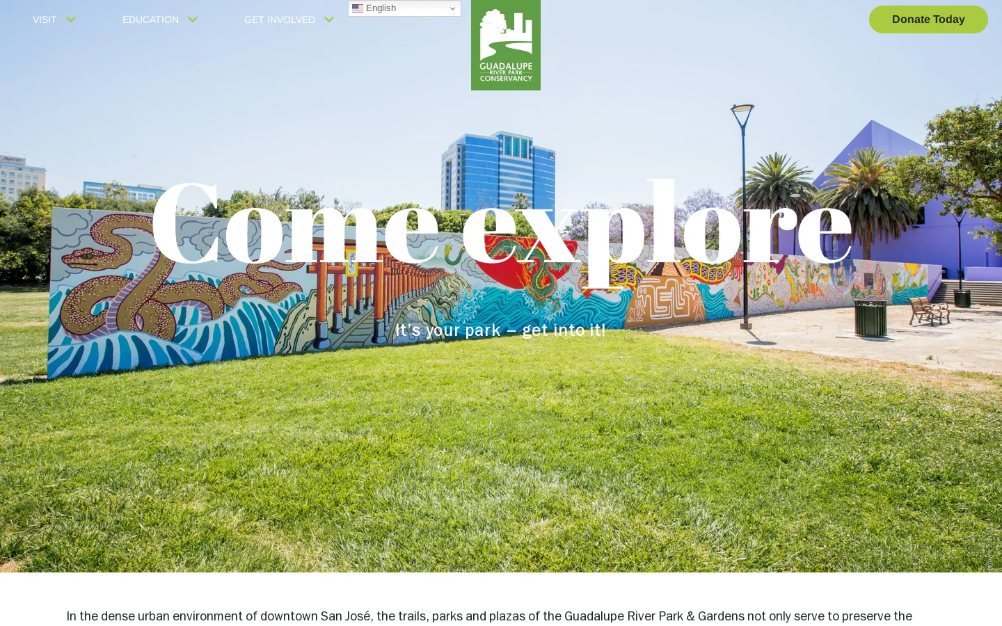 Guadalupe River Park Conservancy Homepage screenshot