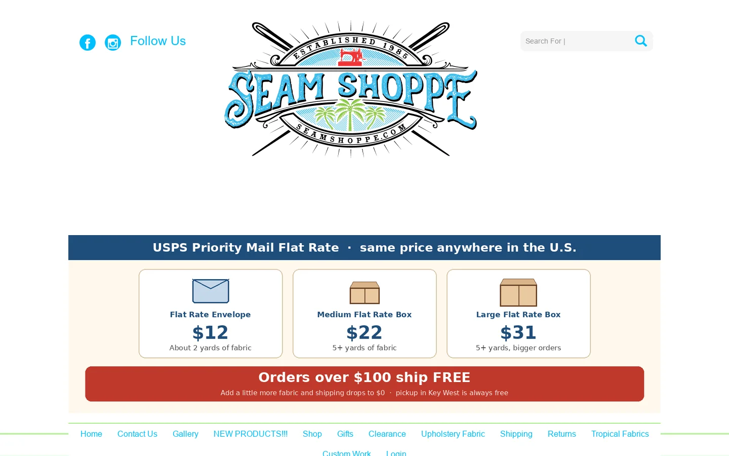 Tropical Fabrics | Tropical Quilting Fabric | The Seam Shoppe Homepage screenshot