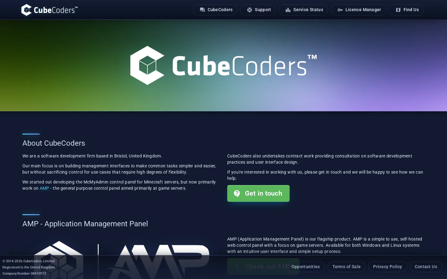 CubeCoders Homepage screenshot