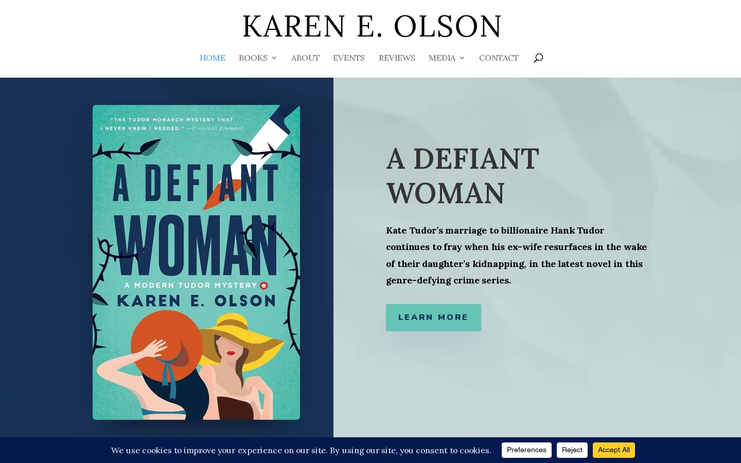 Karen E. Olson Homepage screenshot