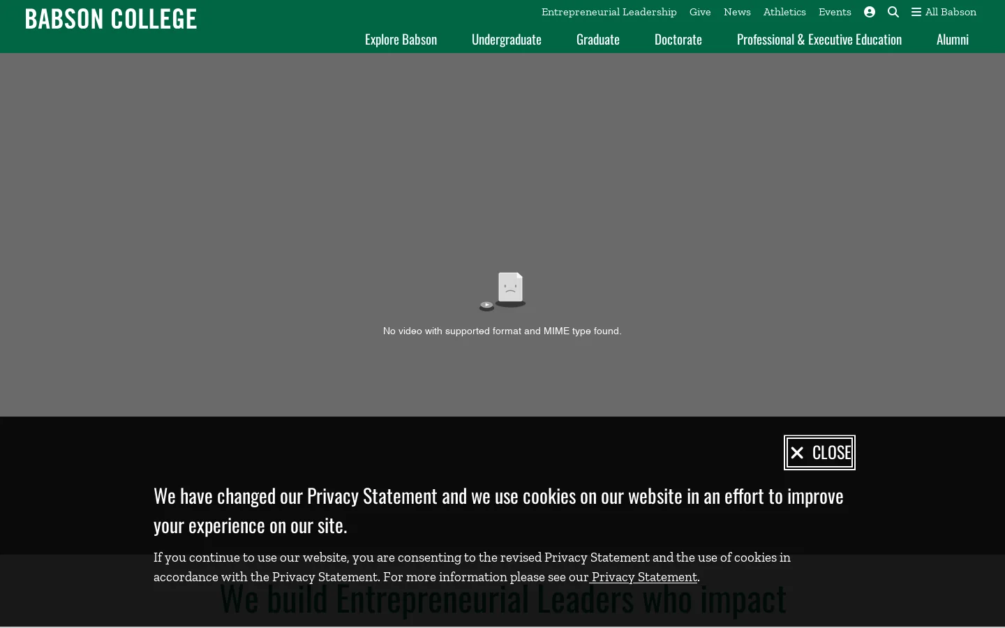 Babson College Homepage screenshot