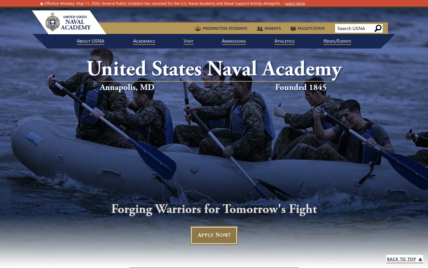 USNA Homepage screenshot