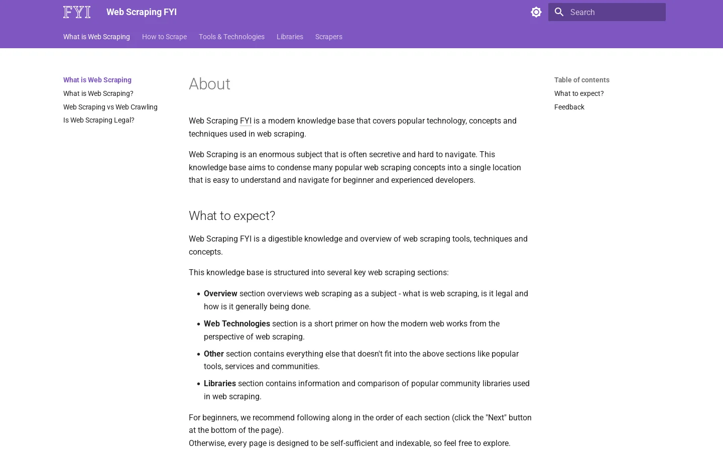 Web Scraping FYI Homepage screenshot