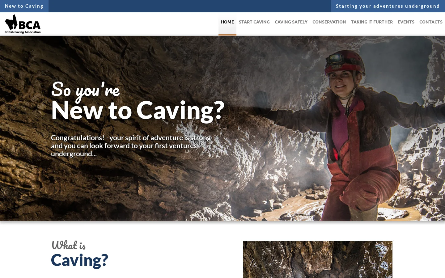 New To Caving Homepage screenshot