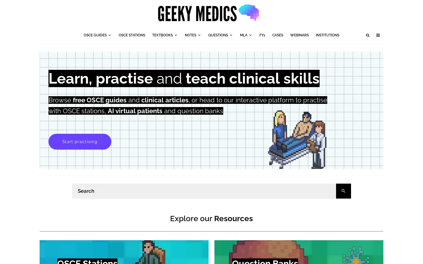 Geeky Medics Homepage screenshot