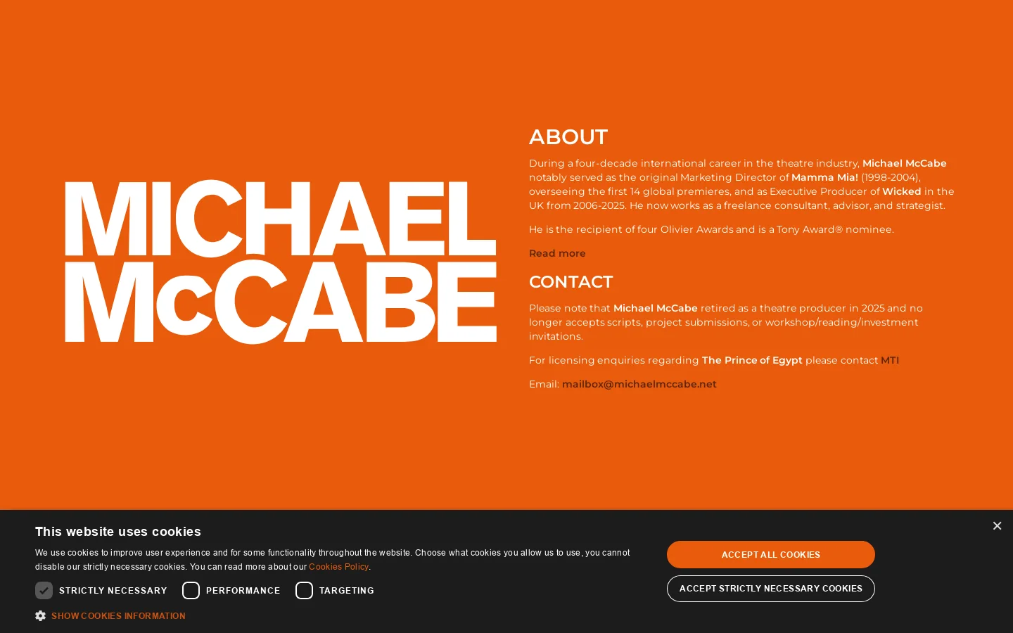 Michael McCabe Homepage screenshot