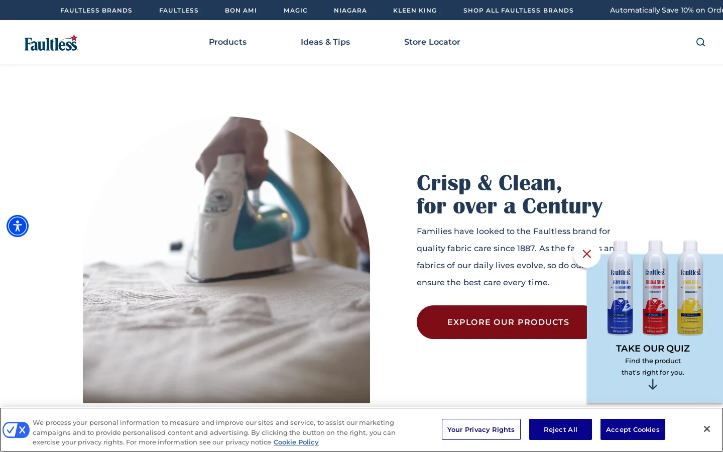 Faultless Brands Homepage screenshot