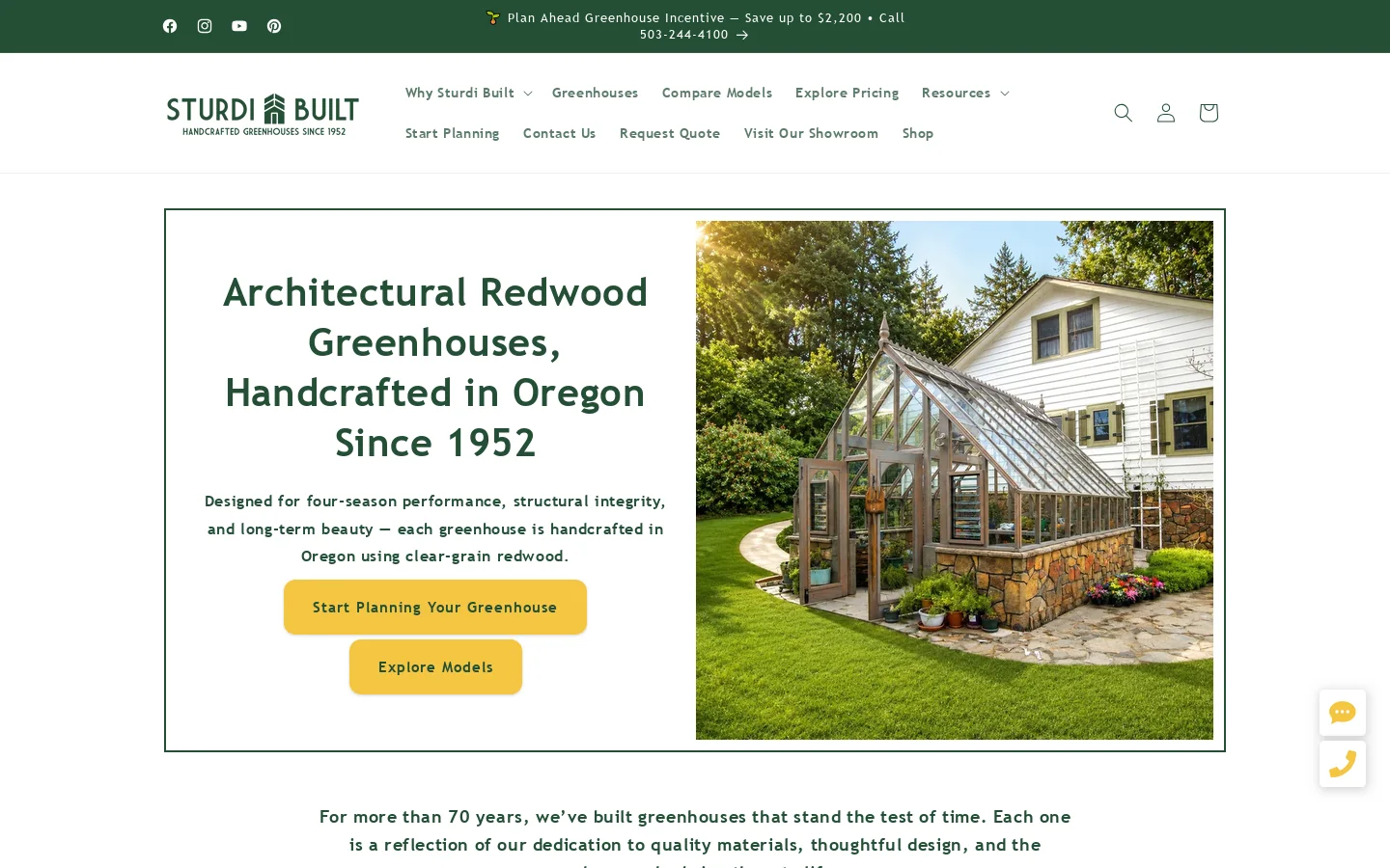 Sturdi Built Greenhouse Homepage screenshot