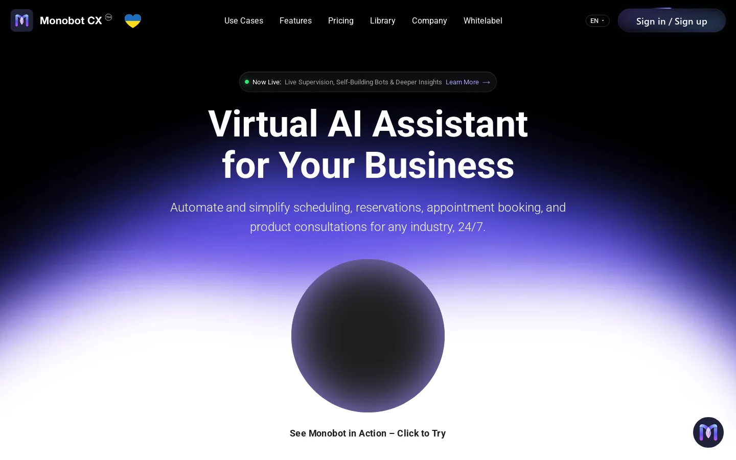 Monobot Homepage screenshot