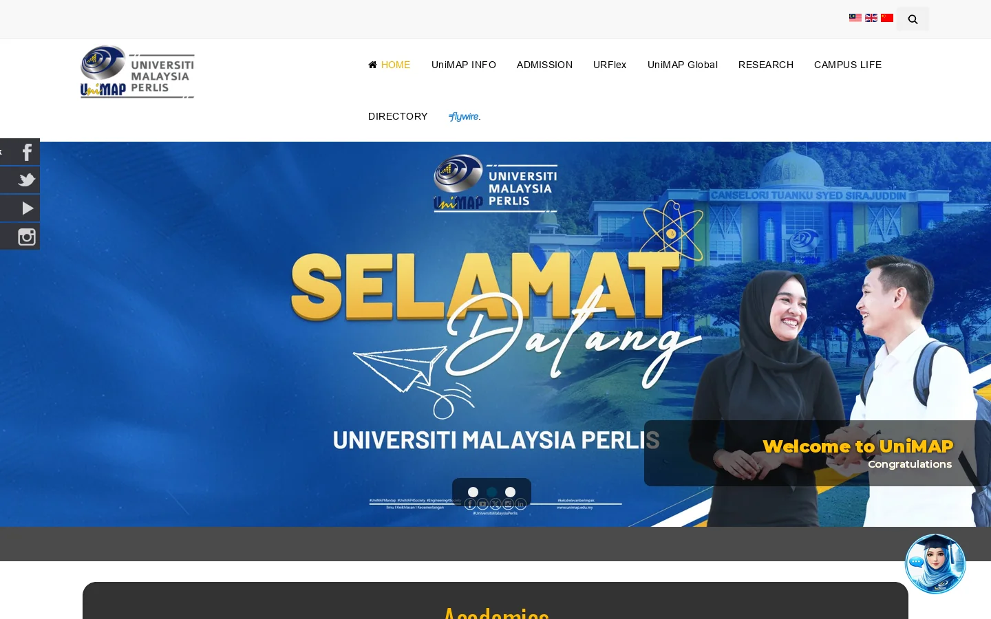 UniMAP Homepage screenshot