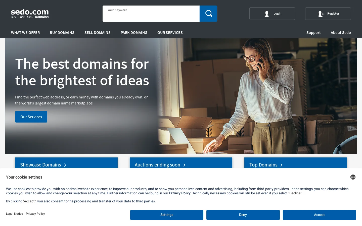 Sedo Homepage screenshot
