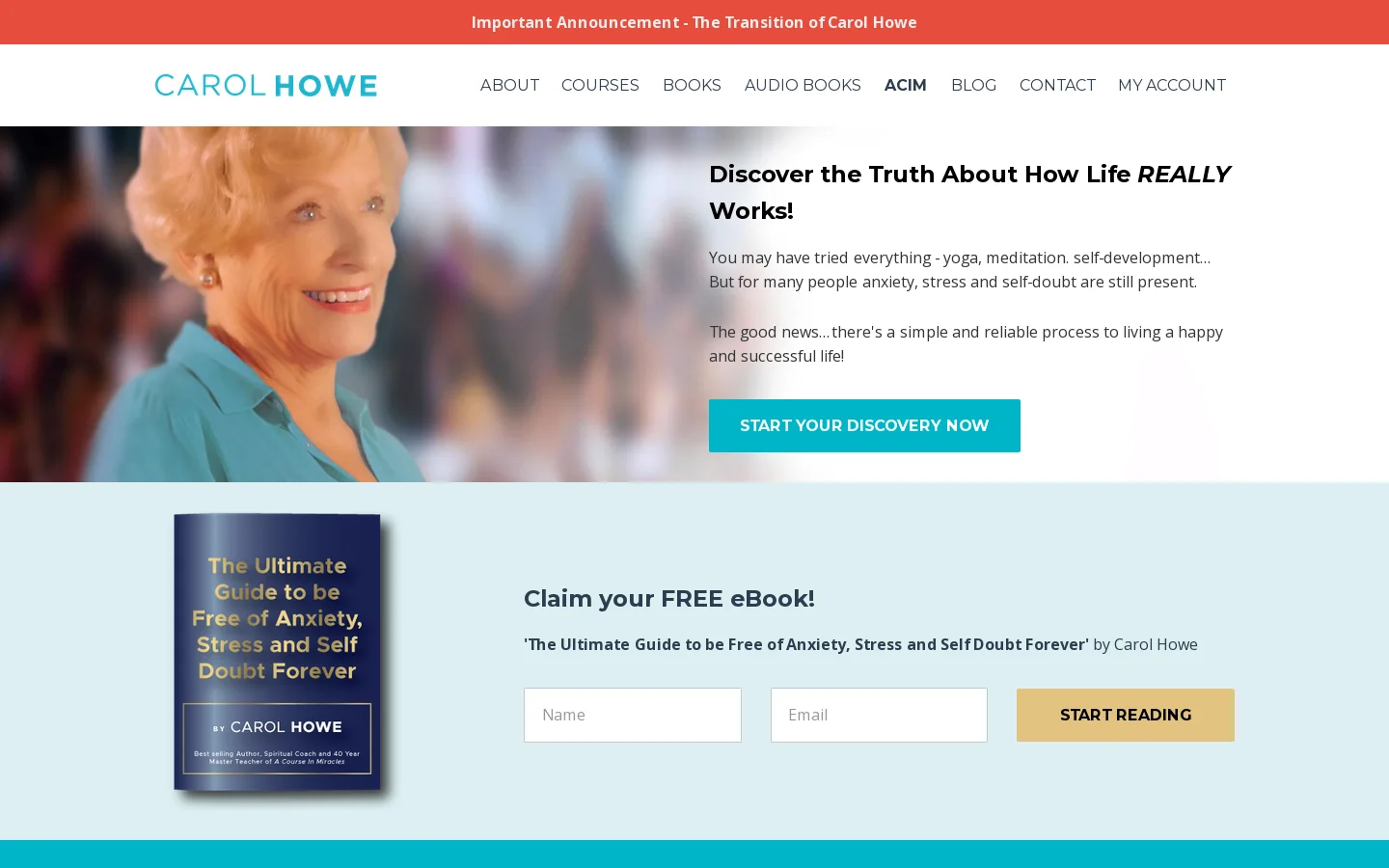 Carol Howe Homepage screenshot