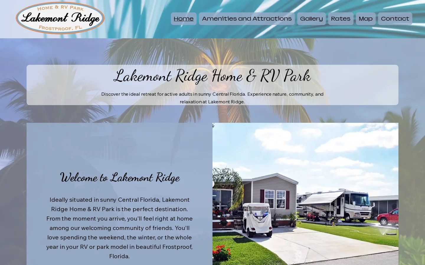 Lakemont Ridge Home and RV Park Homepage screenshot