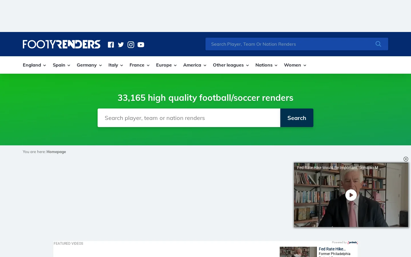 FootyRenders Homepage screenshot