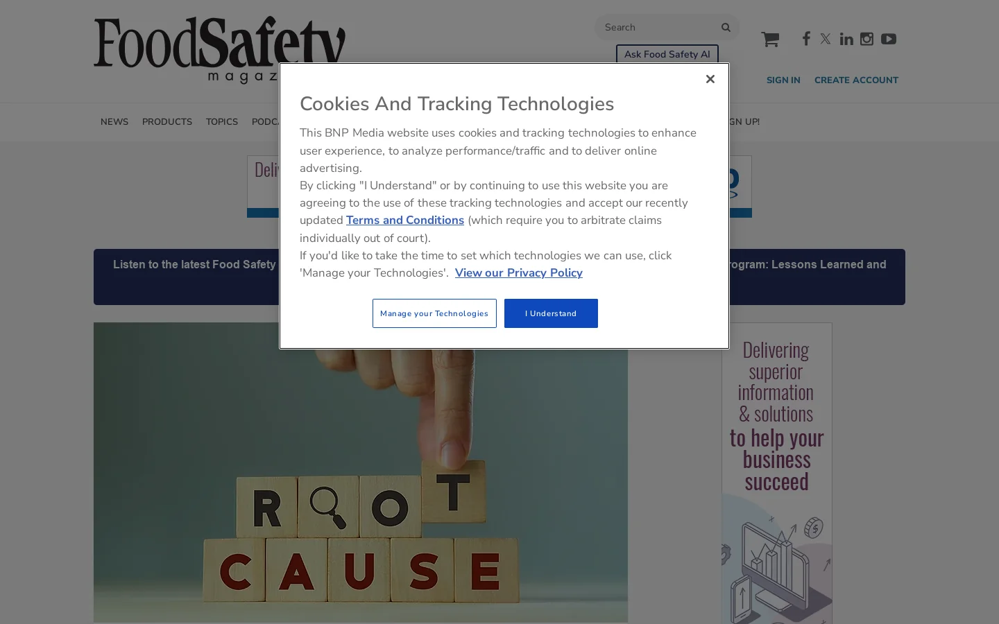 Food Safety Magazine Homepage screenshot