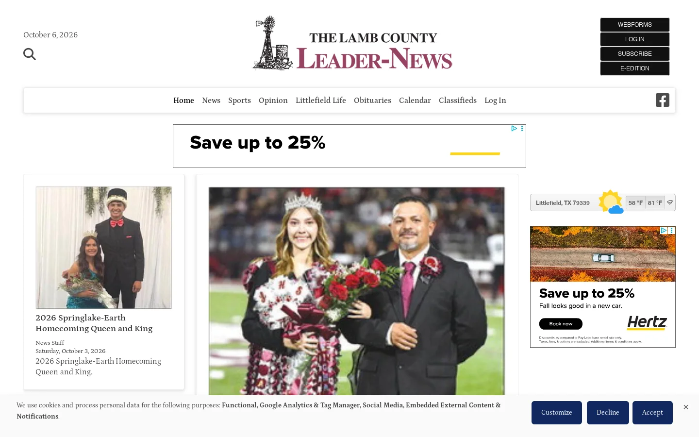 Lamb County Leader-News Homepage screenshot