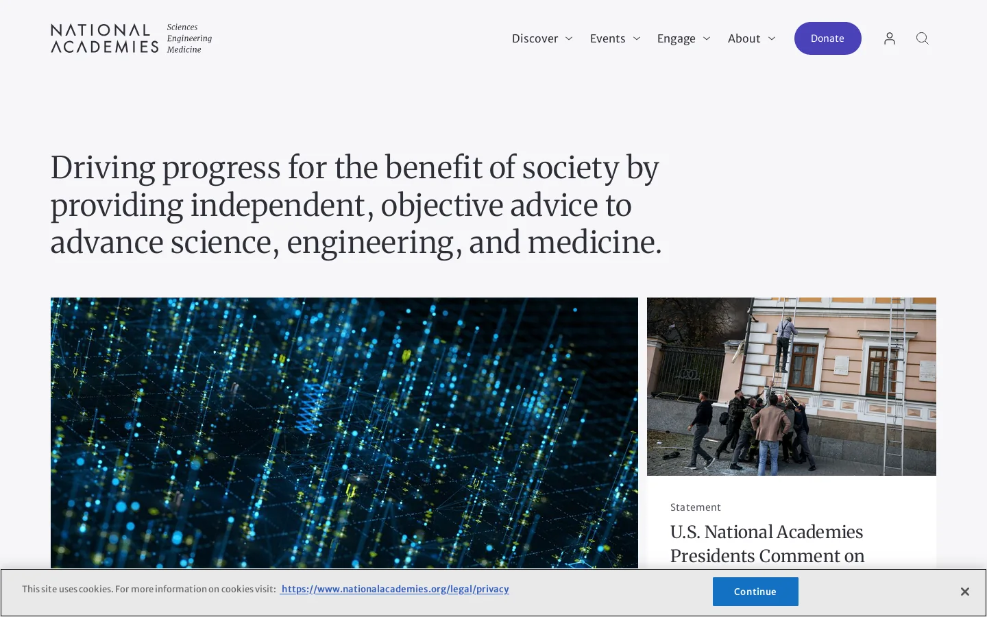 National Academies Publications Homepage screenshot