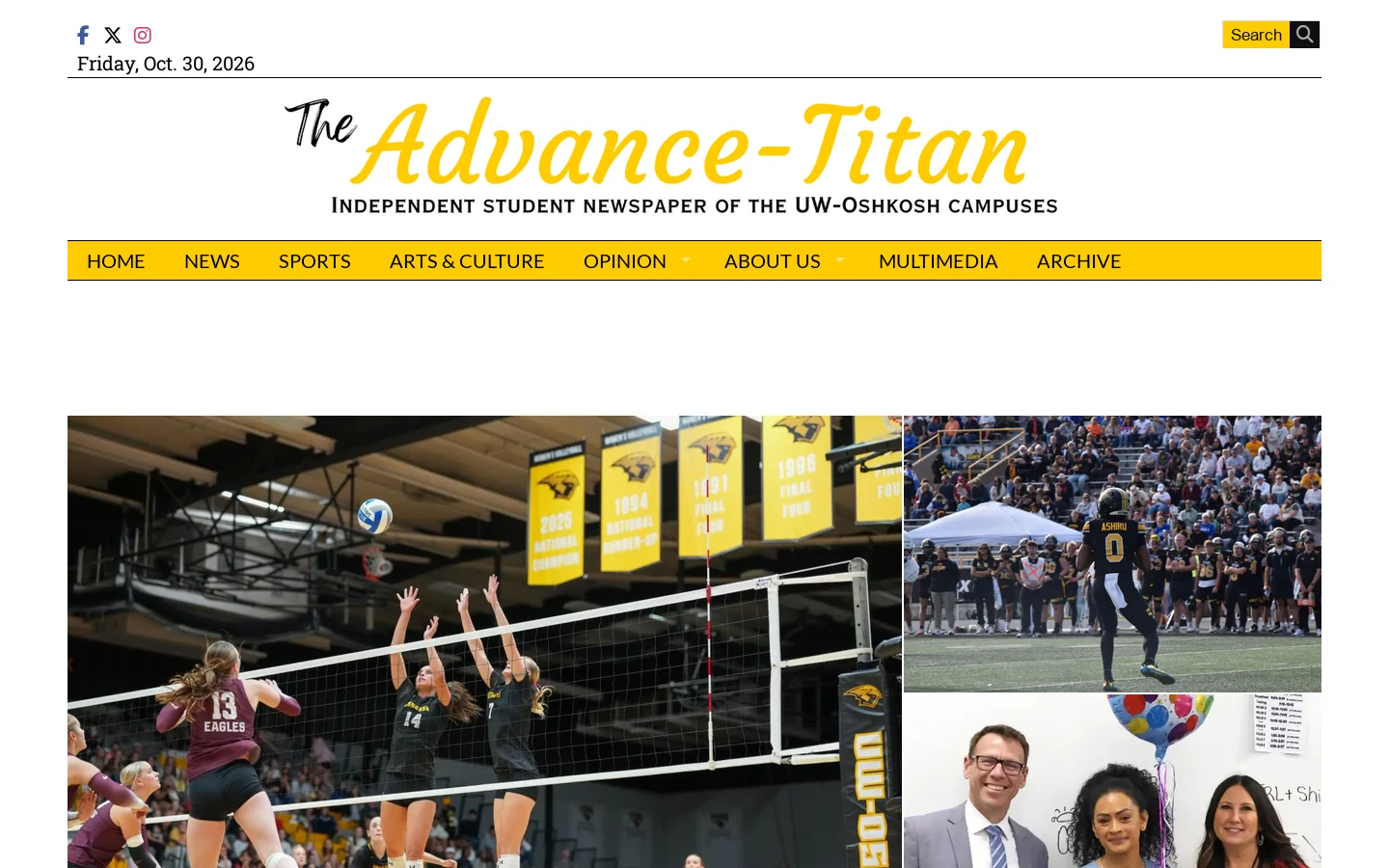 The Advance-Titan - Independent Student Newspaper of UW Oshkosh Campuses Homepage screenshot
