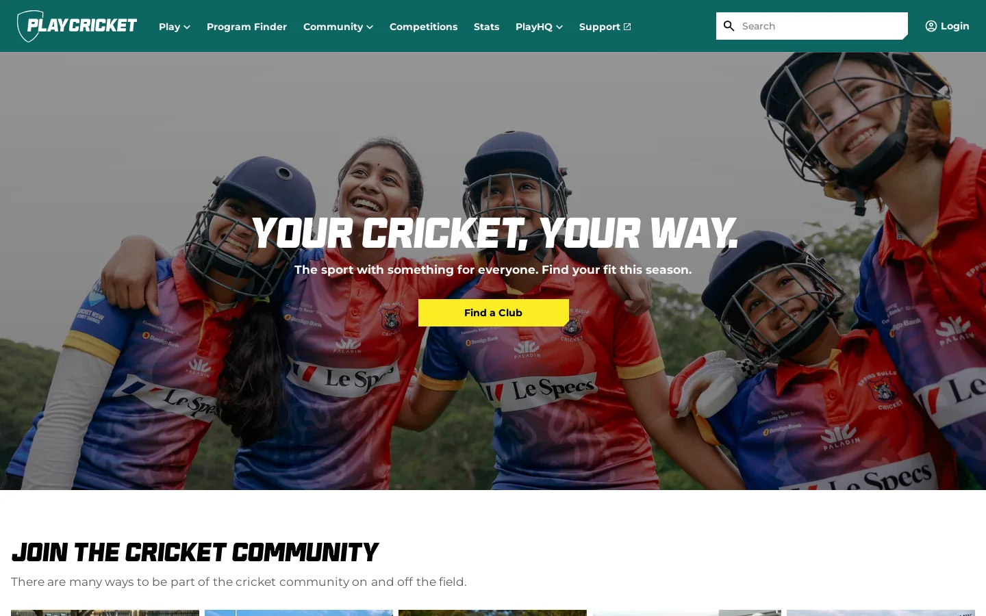 Play Cricket Homepage screenshot
