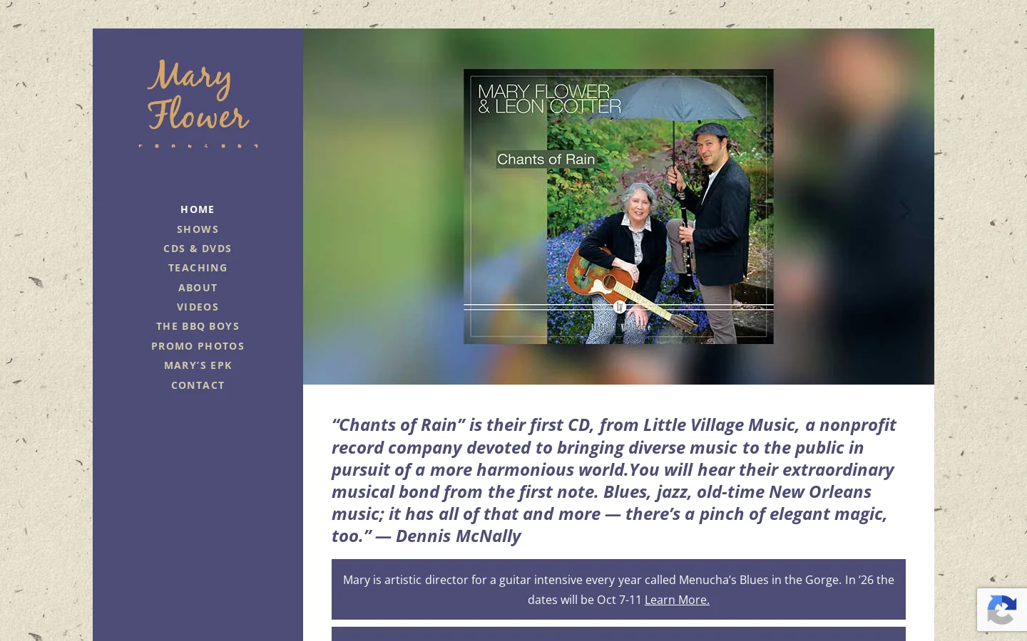 Mary Flower Homepage screenshot