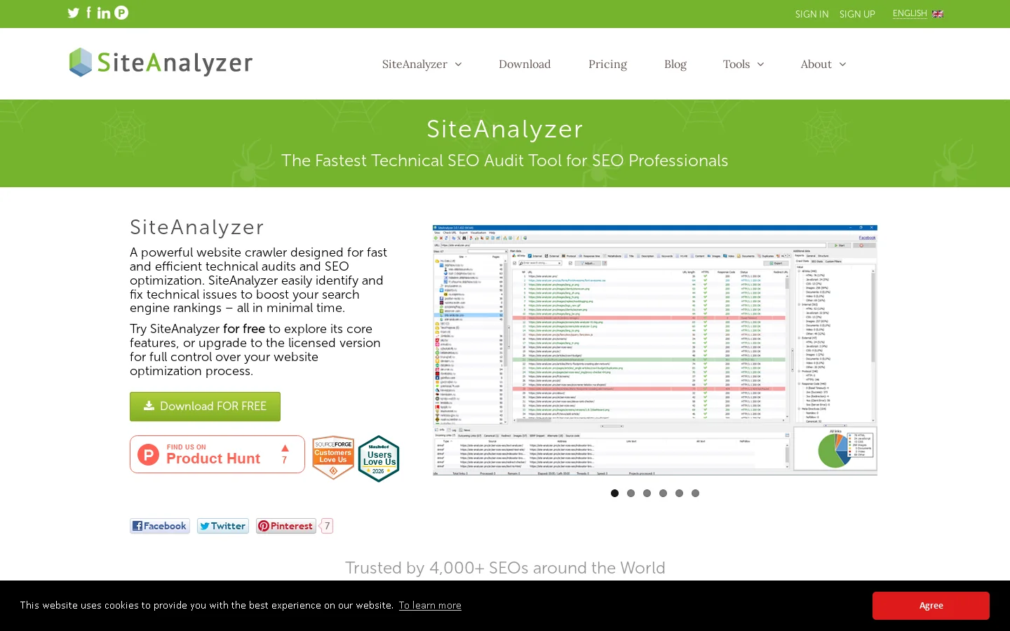 SiteAnalyzer Homepage screenshot
